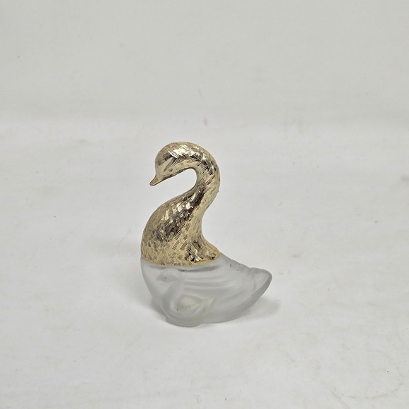 Avon Other - Vintage Avon Field Flowers Swan Perfume Bottle Frosted Glass Gold Tone Mini
